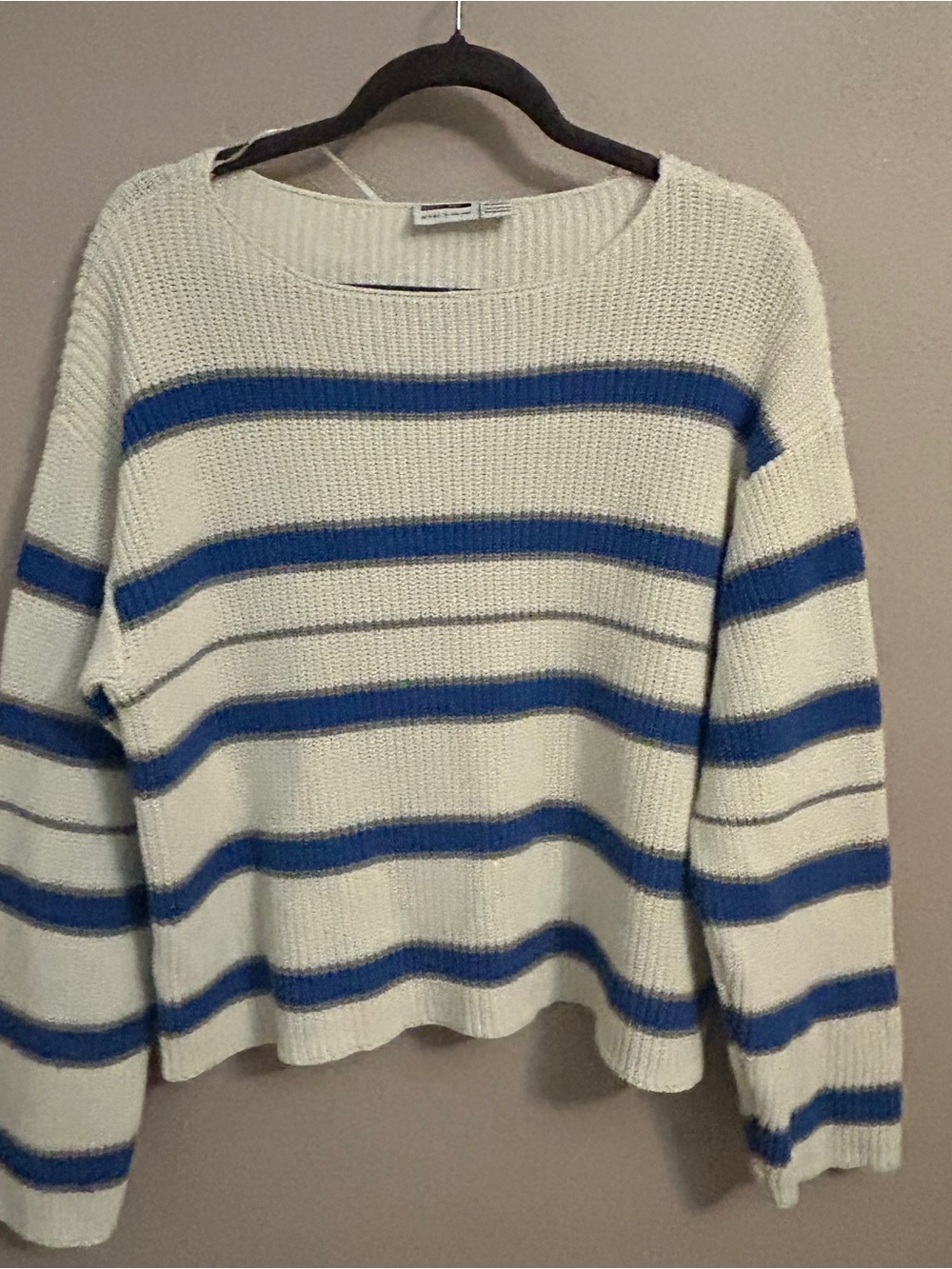 Coastal Nautical Striped Knit Sweater Noisy May M Blue Cream Fisherman